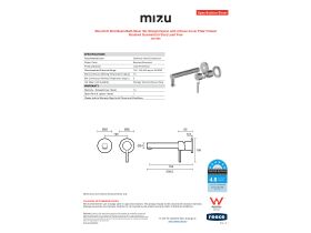Specification Sheet - Mizu Drift Wall Basin/Bath Mixer Set Straight Spout with 2-Piece Cover Plate Trimset Brushed Gunmetal (6 Star) Lead Free