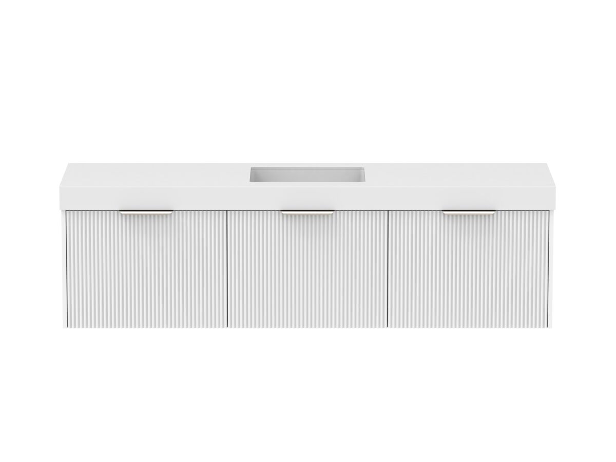 Supporting Image - Kado Neue Fluted Square All Drawer 1800mm Wall Hung Vanity with Centre Basin 90mm Top Ultra White
