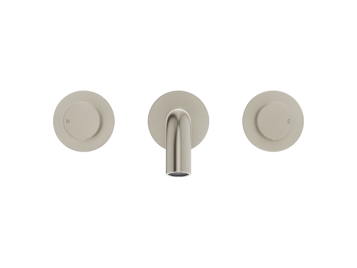 Supporting Image 2 - Mizu Drift Dial Wall Basin/Bath Set 200mm Brushed Nickel (6 Star) Lead Free - Front