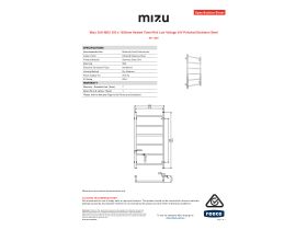Specification Sheet - Mizu Drift MK2 550 x 1050mm Heated Towel Rail Low Voltage 24V Polished Stainless Steel