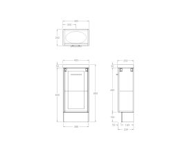 Technical Drawing - Kado Lux Petite Vanity Unit Floor Mount 400mm Centre Bowl 50mm Top (Basin Included)