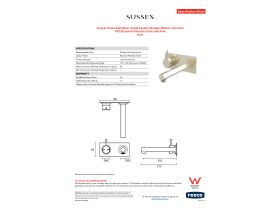 Specification Sheet - Sussex Scala Bath Mixer Outlet System Straight 200mm Left Hand PVD Brushed Platinum Gold Lead Free