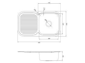 Base MK3 Single Bowl Sink 1 Taphole Right Hand Bowl 850mm Stainless Steel