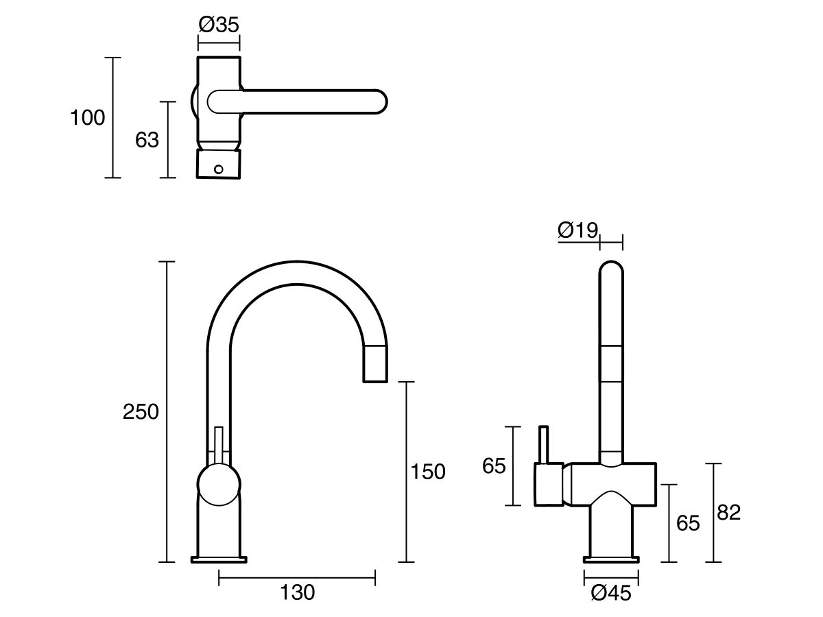 Sussex Scala Mini Basin/Sink Mixer Tap Small Curved Left Hand