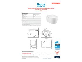 Specification Sheet - Roca In-Wash Inspira Smart Toilet Rimless Wall Hung Pan with Soft Close Seat White (4 Star)