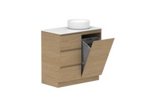 Hero - Posh Domaine Plus Hamper Trio 900 Floor Mounted Right Bowl 12mm Durasein Top
