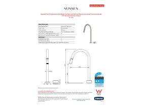Specification Sheet - Sussex Pure Progressive Sink Mixer Tap Set with Pull Out Spray and Linear Textured Handle PVD Brushed Nickel (4 Star)