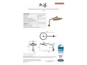 Specification Sheet - Milli Marq Edit Overhead Shower with Arm 250mm Brushed Bronze (3 Star)
