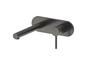 Mizu Drift Wall Basin/Bath Mixer Set Straight Spout Brushed Gunmetal (6 Star)