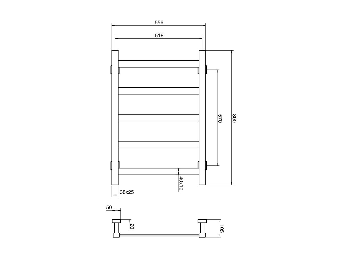 Mizu Bloc MK2 550 x 800mm Heated Towel Rail