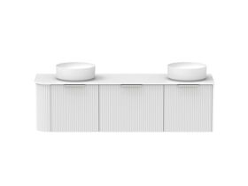 Supporting Image - Kado Neue Fluted Single Curve All Drawer 1650mm Wall Hung Vanity with Double Basin Durasein 12mm Top Ultra White