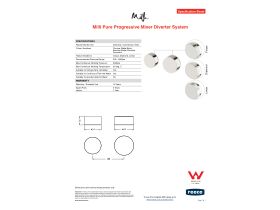 Specification Sheet - Milli Pure Progressive Mixer Tap Diverter System with Cirque Textured Handle Right Hand