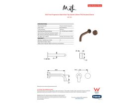 Specification Sheet - Milli Pure Progressive Bath Mixer Tap System 200mm PVD Brushed Bronze