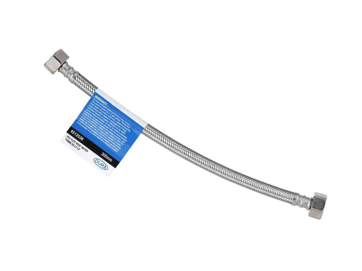 Dura Pex Flexible Hose Connector Water 300mm Stainless Steel Low-Temp Lead Free
