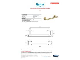 Specification Sheet - Roca Ona Single Towel Rail 300mm Brushed Brass