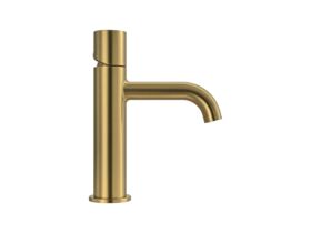 Supporting Image 1 - Mizu Drift Dial Basin Mixer Curved Spout Brushed Brass (6 Star) Lead Free