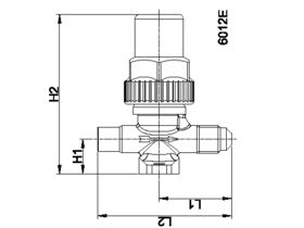 Castel 2 Way Packed Cap Line Valve Flare x OD Solder 120 bar 6012E22