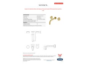 Specification Sheet - Sussex Pure Bath Set 200mm with Diamond Textured Handles PVD Brushed Gold Lead Free
