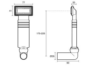 Technical Drawing - Memo Sink Overflow Kit (No Logo) Stainless Steel