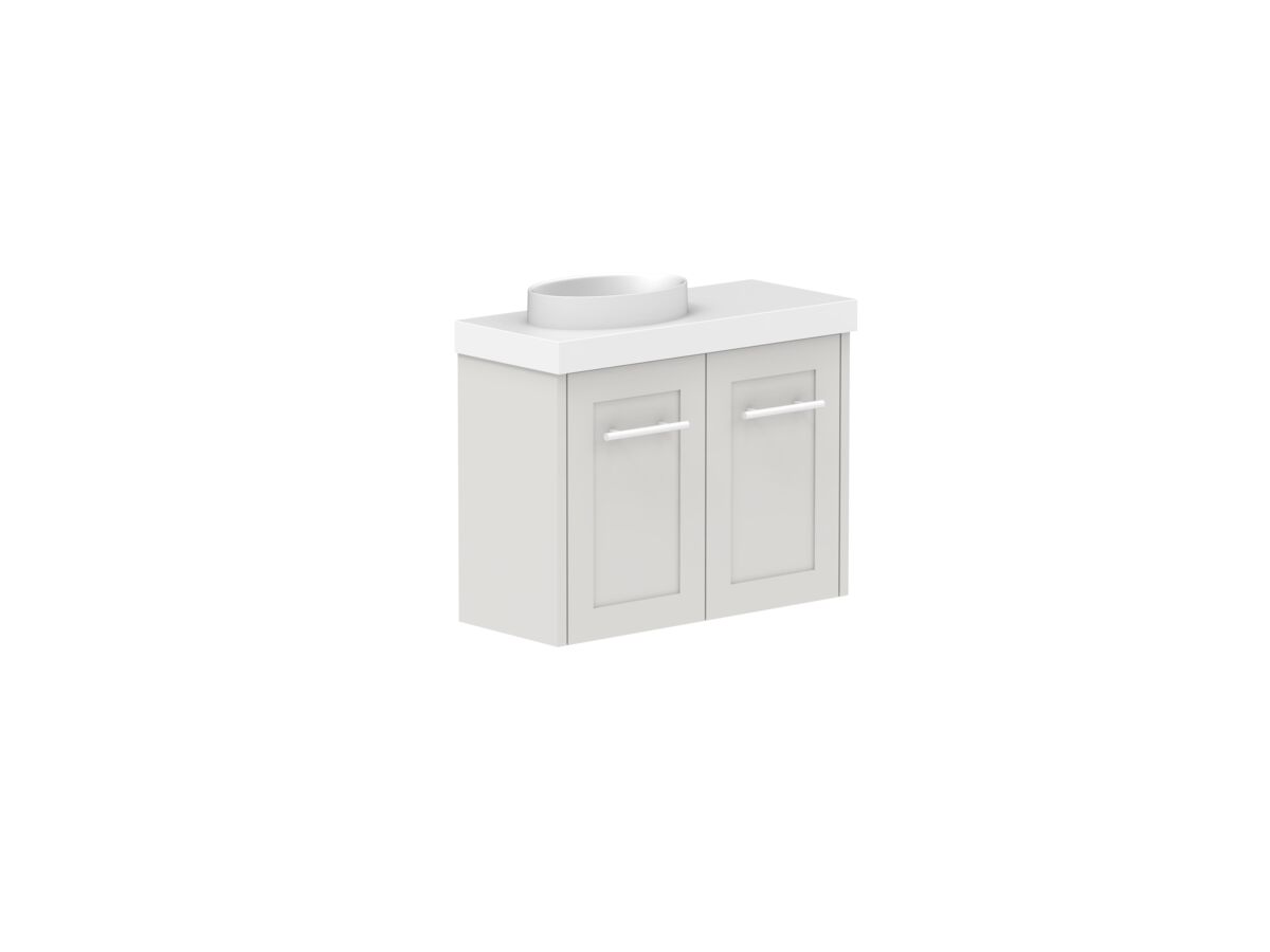 Supporting Image - Kado Lux Petite Vanity Unit Wall Hung 600mm Left Bowl 50mm Top (Basin Included)