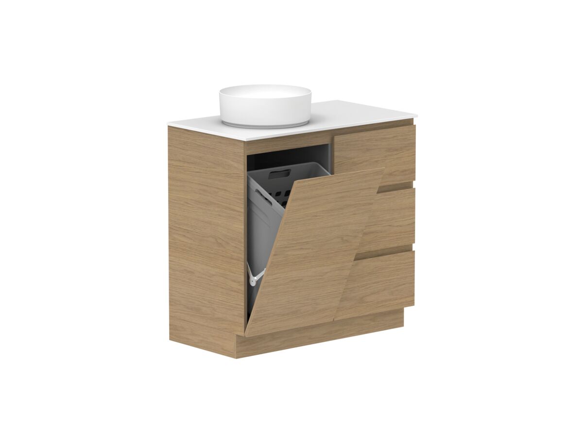 Hero - Posh Domaine Plus Hamper Trio 900 Floor Mounted Left Bowl 12mm Durasein Top