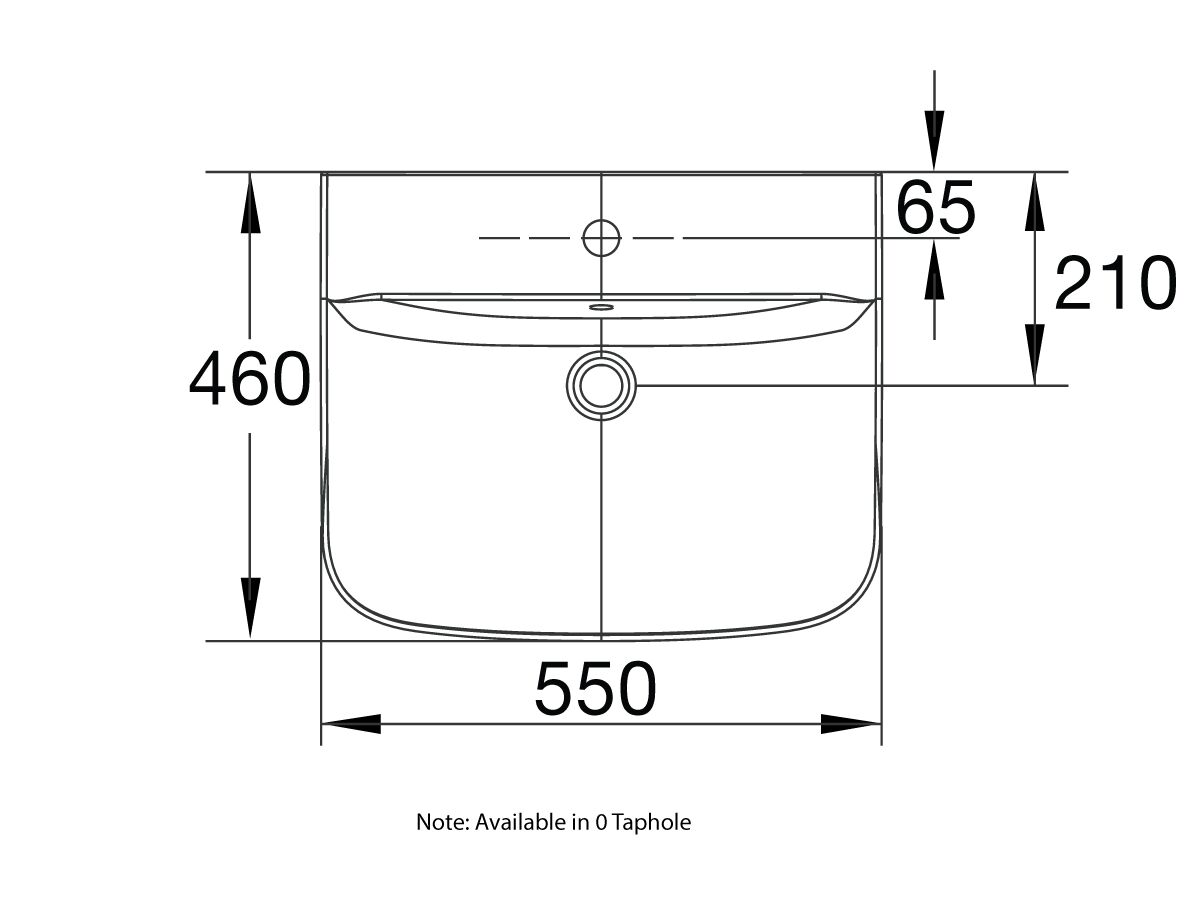American Standard Cygnet Wall Basin No Taphole 550mm with Fixing Kit White