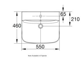 American Standard Cygnet Wall Basin No Taphole 550mm with Fixing Kit White