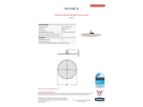 Specification Sheet - Sussex Pure Shower Head 250mm Chrome (3 Star)