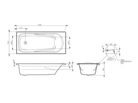 Technical Drawing - Solus MK2 Contour 12 Jets 1520mm White
