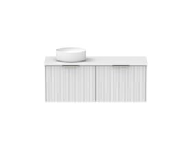 Supporting Image - Kado Neue Fluted Square All Drawer 1200mm Wall Hung Vanity with Left Hand Basin 20mm Top Ultra White