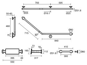 Technical Drawing - Mizu Drift 40 Degree Accessible WC Kit Right Hand