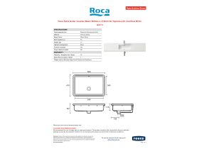 Specification Sheet - Roca Sofia Under Counter Basin 609mm x 410mm No Taphole with Overflow White