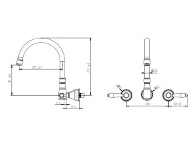 Milli Voir Wall Kitchen Set Lever Handle with Porcelain Handles (4 Star)