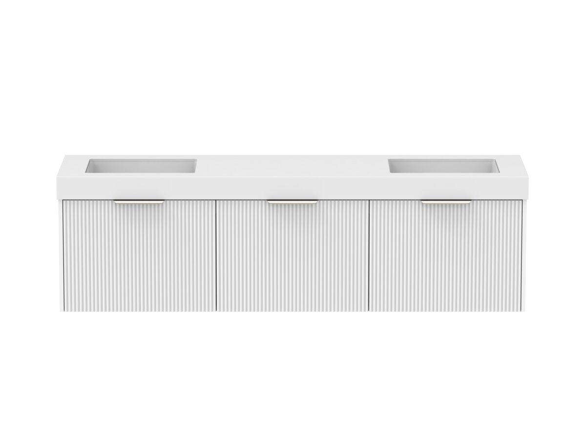 Supporting Image - Kado Neue Fluted Square All Drawer 1800mm Wall Hung Vanity with Double Basin 90mm Top Ultra White