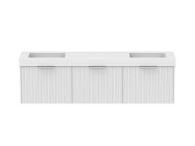 Supporting Image - Kado Neue Fluted Square All Drawer 1800mm Wall Hung Vanity with Double Basin 90mm Top Ultra White
