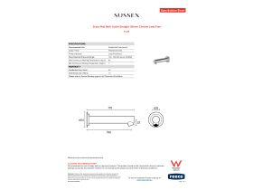 Specification Sheet - Scala Wall Bath Outlet Straight 160mm Chrome Lead Free