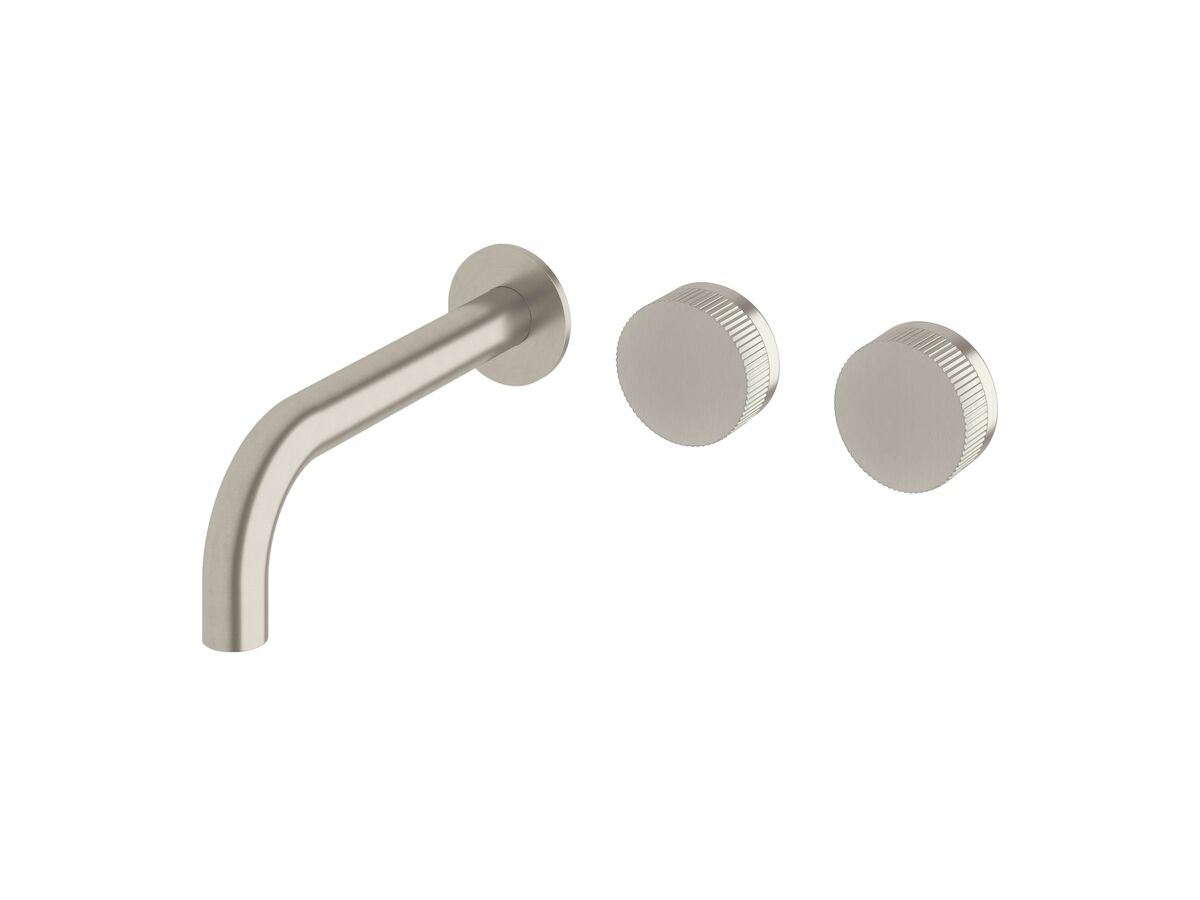 Sussex Pure Wall Basin Hostess System 200mm Right Hand with Linear Textured Handles PVD Brushed Nickel (3 Star)