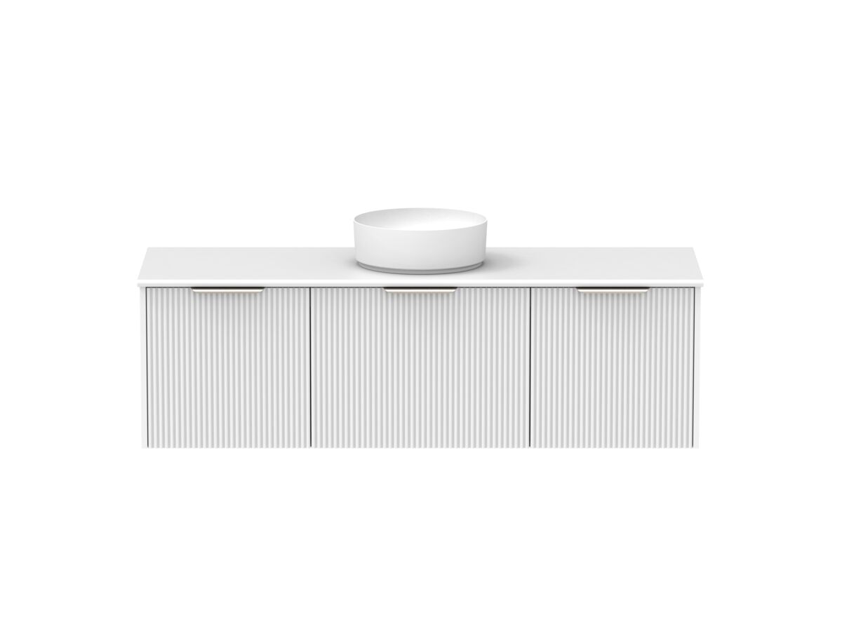 Supporting Image - Kado Neue Fluted Square All Drawer 1500mm Wall Hung Vanity with Centre Basin 20mm Top Ultra White