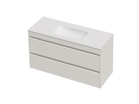 Hero - Posh Domaine Twin 1200 2 Drawer Wall Hung Vanity White Console Top Matte White Mineral Cast No Taphole