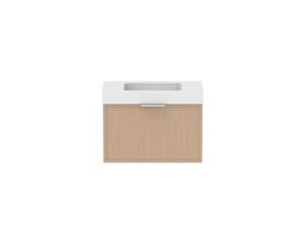 Supporting Image - Kado Lux Slim All Drawer 750mm Wall Hung Vanity with Centre Basin 90mm Top Blonde Oak