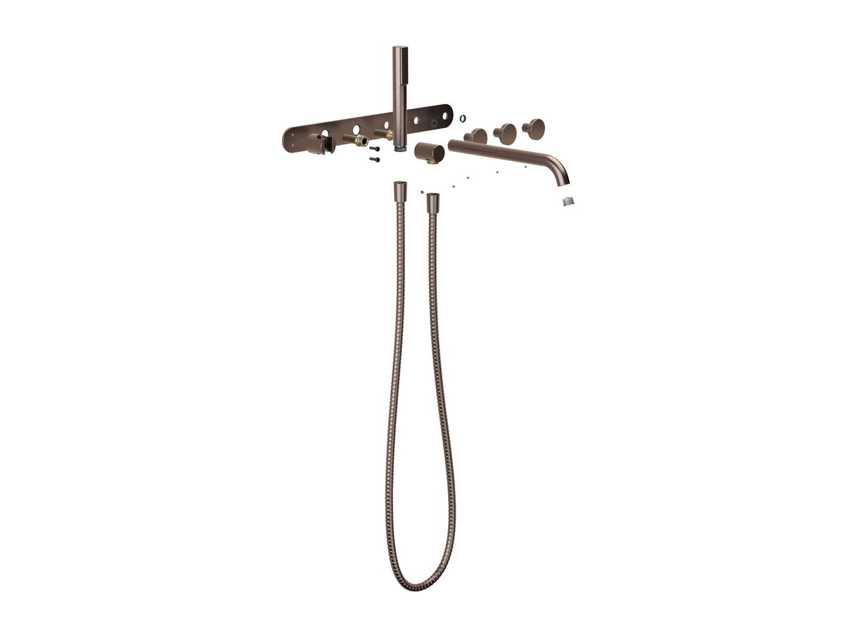 Hero - Faucet Strommen Vara Disc Wall Bath Tap Set with Handshower Trimset Armada Bronze (3 Star) Lead Free