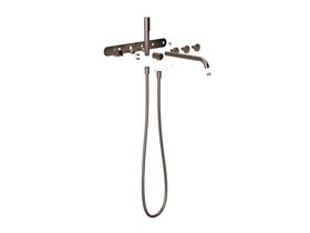 Hero - Faucet Strommen Vara Disc Wall Bath Tap Set with Handshower Trimset Armada Bronze (3 Star) Lead Free