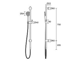 Technical Drawing - Sussex Scala Nova Rail Shower