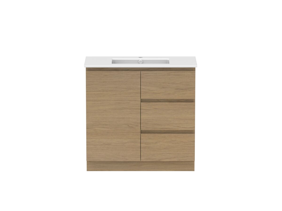 Hero - Posh Domaine 900mm Floor Mount Vanity Unit Conventional Matte White Ceramic Top