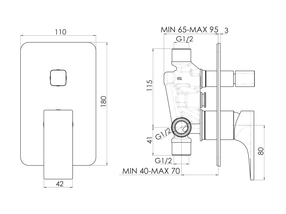 Milli Zato Shower Mixer and Diverter