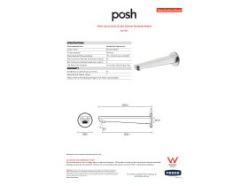 Specification Sheet - Posh Solus Bath Outlet 220mm Brushed Nickel