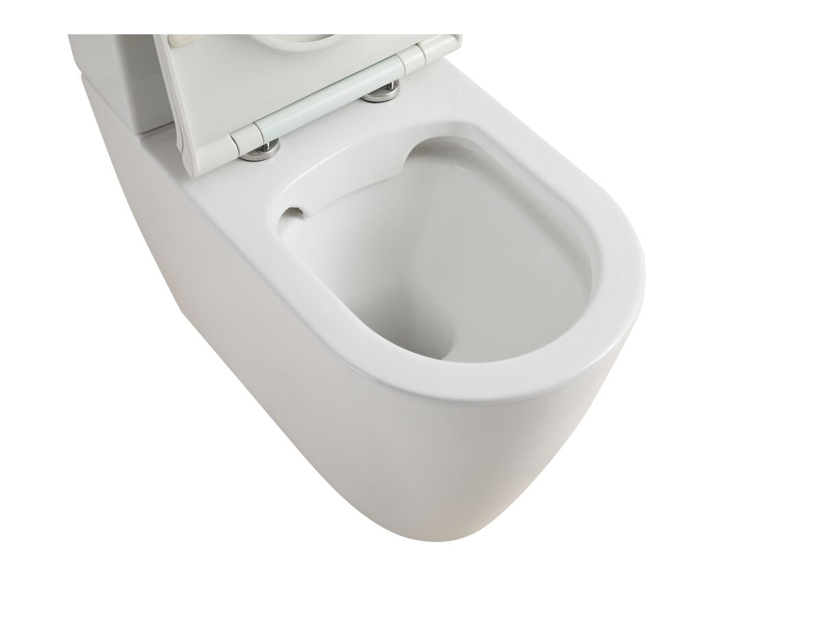 Kado Lux Close Coupled Back To Wall Rimless Overheight Back Inlet Toilet Suite with Thin Soft Close Quick Release Seat (4 Star)