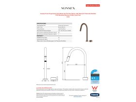 Specification Sheet - Sussex Pure Progressive Sink Mixer Set Pull Out Spray with Diamond Textured Handles PVD Brushed Bronze (4 Star) Lead Free