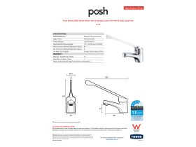 Specification Sheet - Posh Bristol MK2 Basin Mixer with Extended Lever Chrome (4 Star) Lead Free