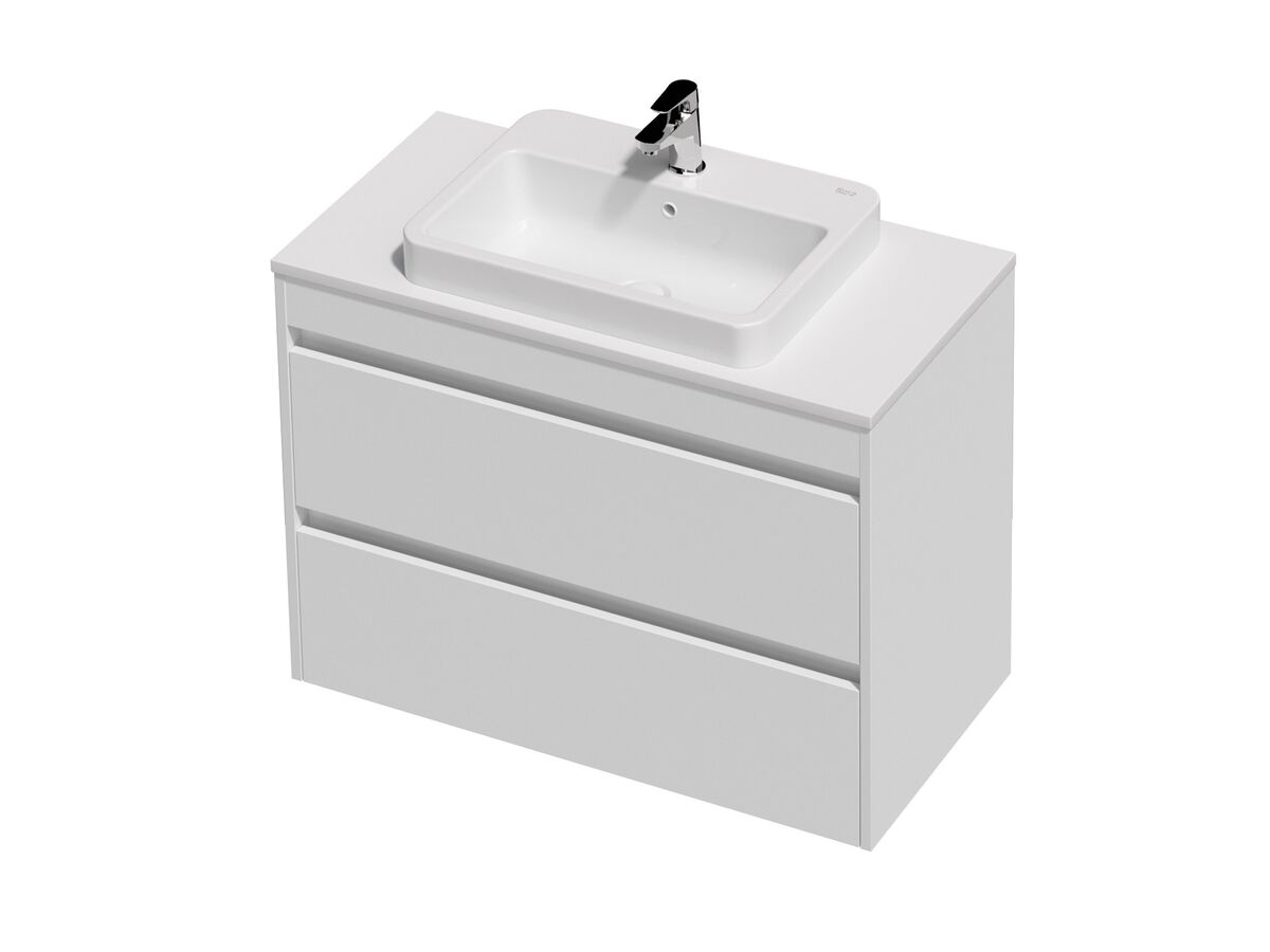 Posh Domaine Twin 900 2 Drawer Wall Hung White Cherry Pie - Basin not included